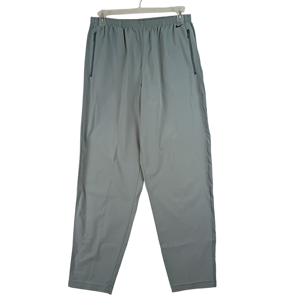 Nike Windbreaker Track Pants Men L Gray Zip Hem Drawstring Activewear Warm Up